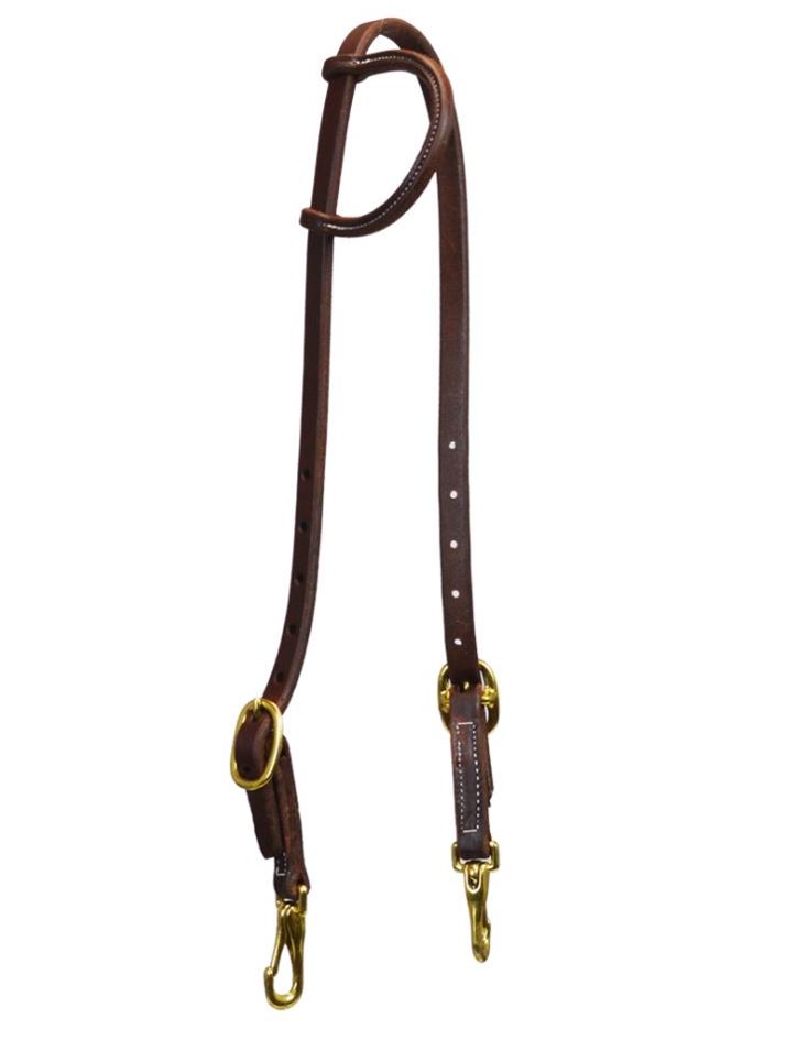 Med Oil Perris Double Ear Headstall with Snaps for Horse 