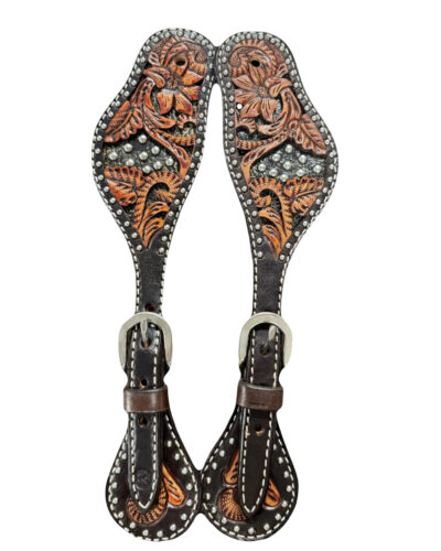 Circle Y Dark Flash Arizona Flower Mens Spur Straps