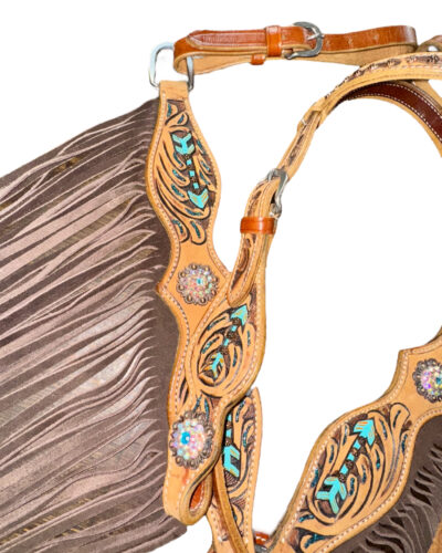 Pony Size Hand Painted Arrow Design Headstall & Breastcollar Set - Image 2