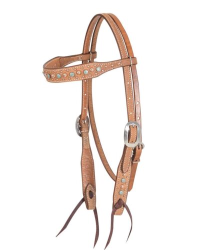 Martin Natural Roughout Browband Headstall w/ Floral Dots