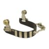 Ladies Black Steel Bumper Spurs with Engraved Silver Bar Overlays