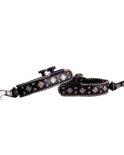 Black Steel Spur w/ Silver Rope Border