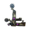 Antique Grey Steel Spur w/ Purple & Marble Studs and Silver and Copper Studs