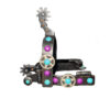 Antique Grey Steel Spur w/ Purple & Teal Marble Studs & Texas Star Design