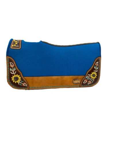 Painted Feather and Sunflower Blue Felt Pad