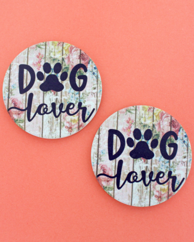 2 Piece Dog Lover Car Coaster Set