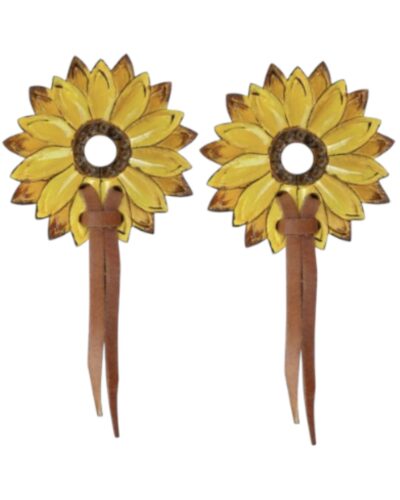 Hand Painted Sunflower Leather Bit Guards