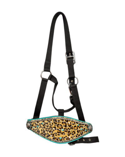 Nylon Bronc Halter w/ Hair on Hide Cheetah Print