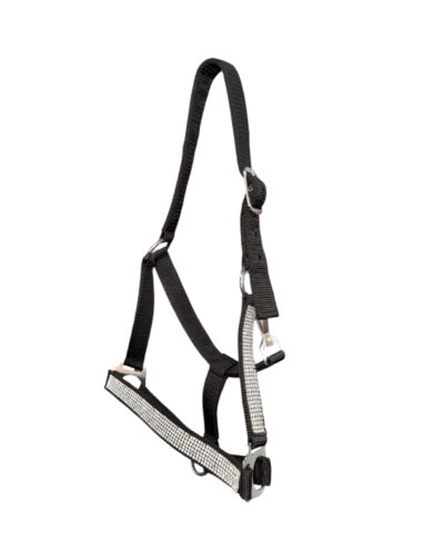 Medium/Large Pony Size Nylon Halter w/ Crystal Noseband & Cheeks