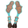Ladies Cheetah Print Overlay & Turquoise Leather Spur Straps