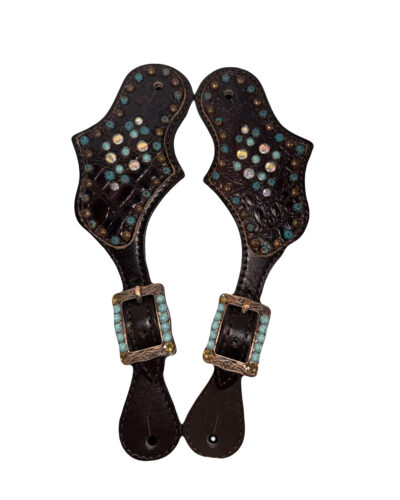 Ladies Gator Spur Straps w/ Copper & Turquoise Dots