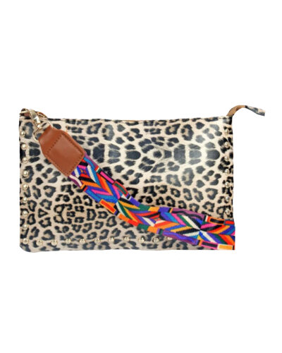 Wild Night Out Studded Leopard Clutch