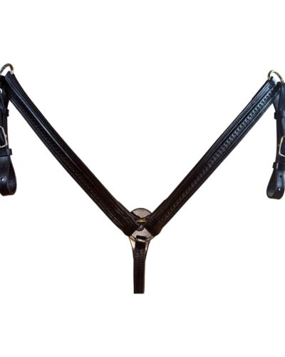 Circle Y 1-1/2'' Black Shell Tooled Breastcollar