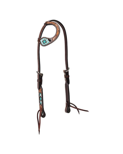 Weaver Turquoise Cross Beaded 1-Ear Headstall