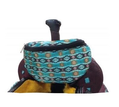 Teal Southwest Design Print Insulated Nylon Saddle Pouch