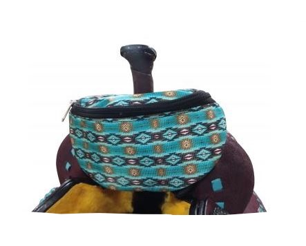 Teal Southwest Design Print Insulated Nylon Saddle Pouch