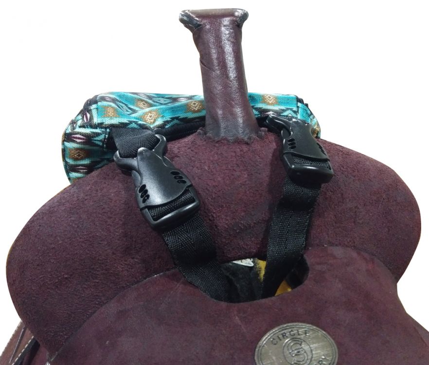 Teal Southwest Design Print Insulated Nylon Saddle Pouch - Image 2