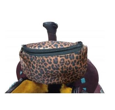 Cheetah Print Insulated Nylon Saddle Pouch