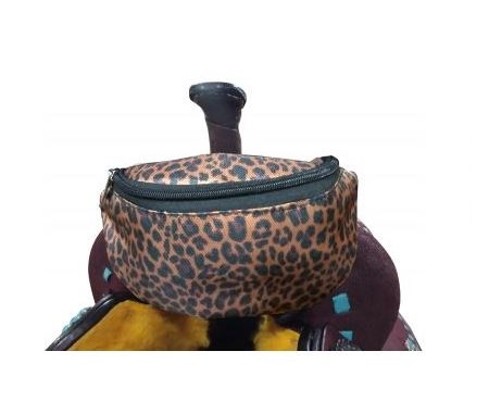 Cheetah Print Insulated Nylon Saddle Pouch