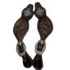 Ladies Tooled Leather Spur Straps w/ Vintage Cross Conchos
