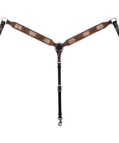 Circle Y Inlay Filigree Breast Collar w/ Hair on Hide