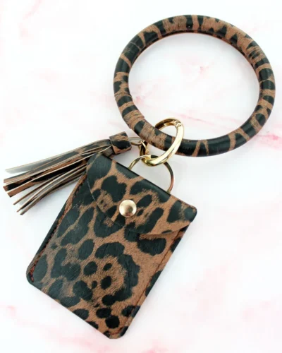 Brown Leopard Bangle Keychain w/ Pouch