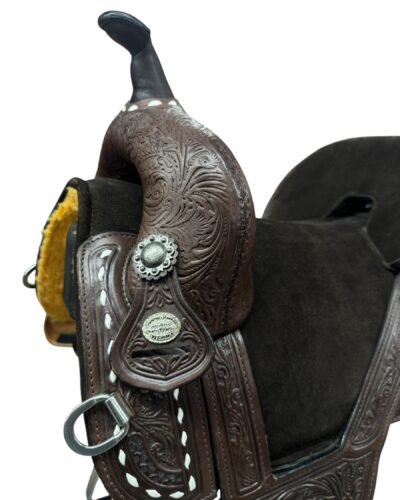 Alternative view of Custom Circle Y Tammy Fischer Buckstitch Treeless Barrel Saddle