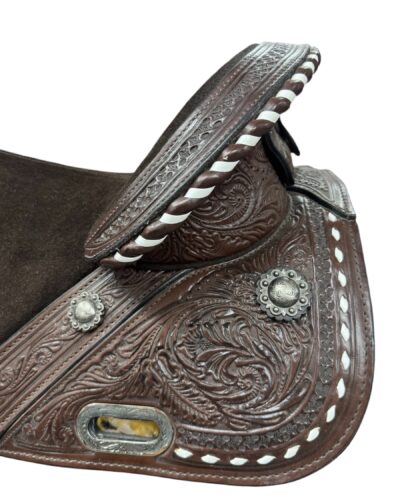 Custom Circle Y Tammy Fischer Buckstitch Treeless Barrel Saddle - Image 3