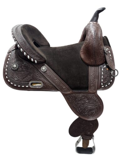 Custom Circle Y Tammy Fischer Buckstitch Treeless Barrel Saddle - Image 5