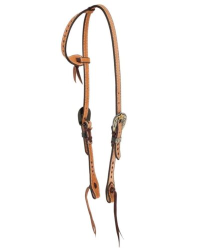 Cowboy Tack 5/8in Roughout Buckstitch Single Ear Headstall with Vegas Buckles
