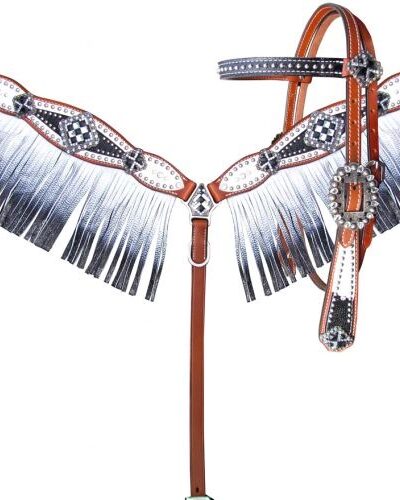 Bejeweled Black & White Headstall & Breastcollar Set