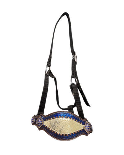 Nylon Bronc Halter w/ Royal Blue & Gold Metallic Print Inlay
