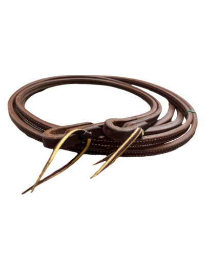 Oiled 5/8'' Doubled & Stitched Harness Leather Split Reins