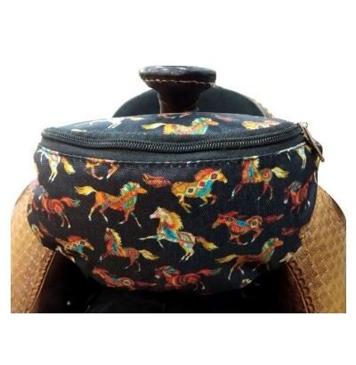 Tribal Running Horse Print Insulated Nylon Saddle Pouch