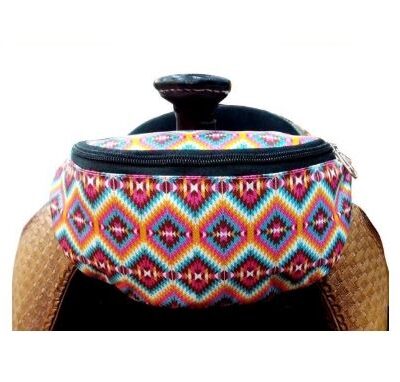 Bright Aztec Printed Nylon Saddle Pouch