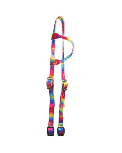 Multicolor Tye Dye Nylon 1-Ear Headstall