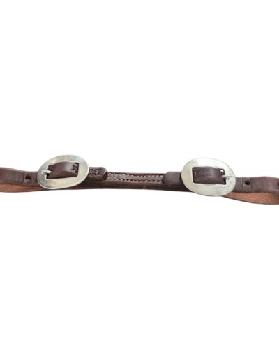 Double & Stitched Oiled Harness Leather Curb Strap With Stainless Steel Cart Buckles