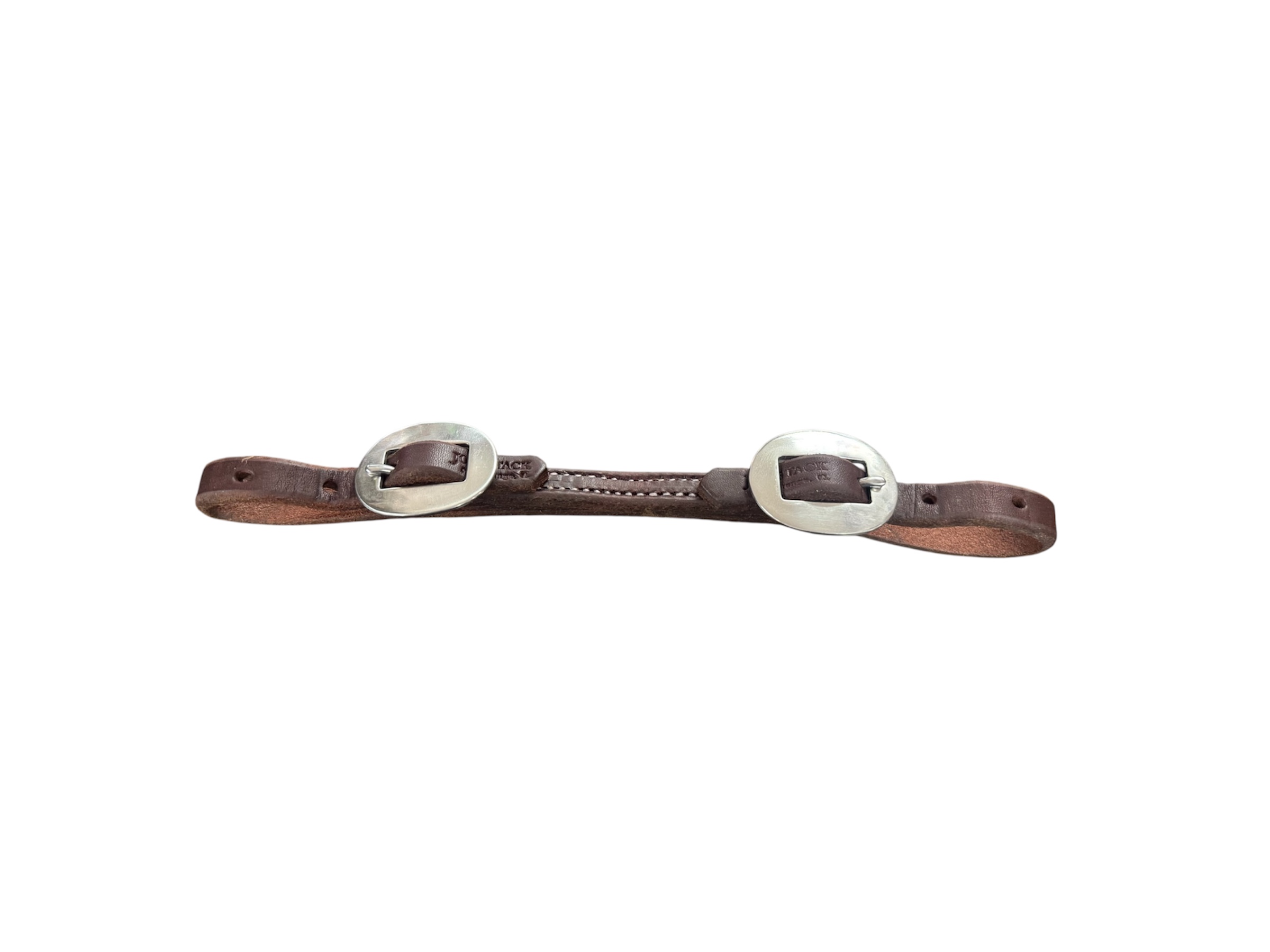 Double & Stitched Oiled Harness Leather Curb Strap With Stainless Steel Cart Buckles