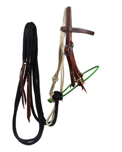 Oiled Single Rope Nose Harness Leather Loping Bridle