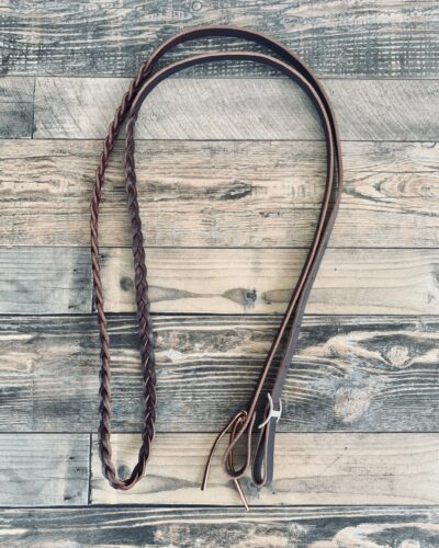 3 Plat Braided Center Leather Roping Rein
