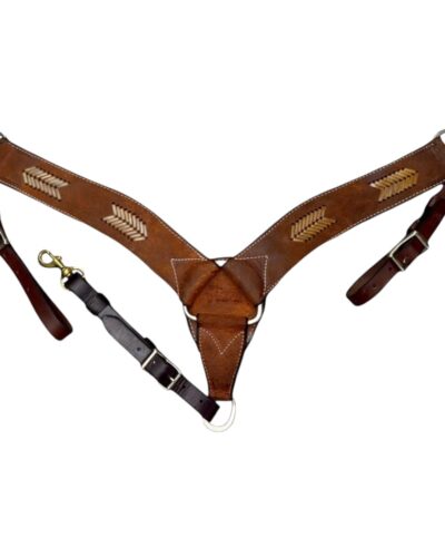 Dark Oiled Roughout Breastcollar w/ Rawhide