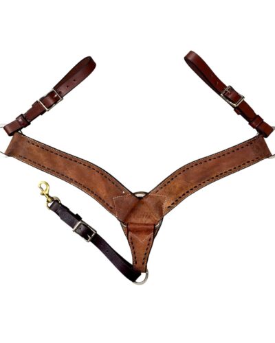 Dark Oiled Roughout Breastcollar w/ Buckstitch