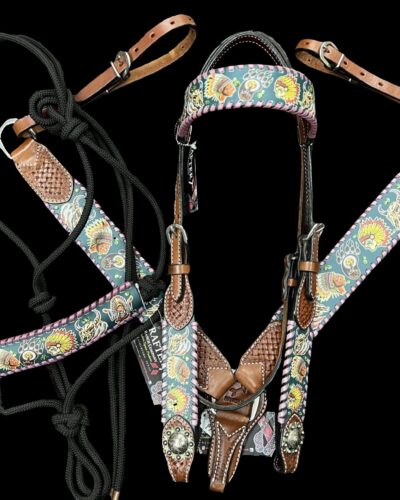 Rafter T Tribal Headstall, Breastcollar & Rope Halter Set