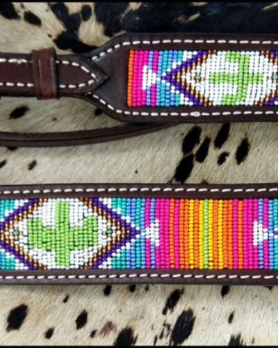 Alternative view of Brightly Beaded Southwest & Cactus Headstall and Breastcollar Set
