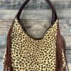 American Darling Fringe Hair On Cowhide Leopard Print Tote Purse