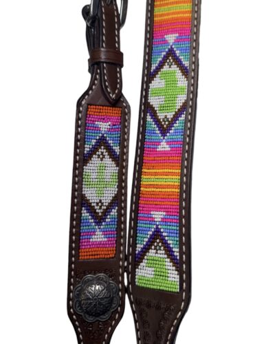 Alternative view of Brightly Beaded Southwest & Cactus Headstall and Breastcollar Set