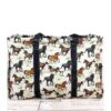 Wild Horses Collapsible Double Haul-It-All Basket w/ Mesh Pockets & Lid