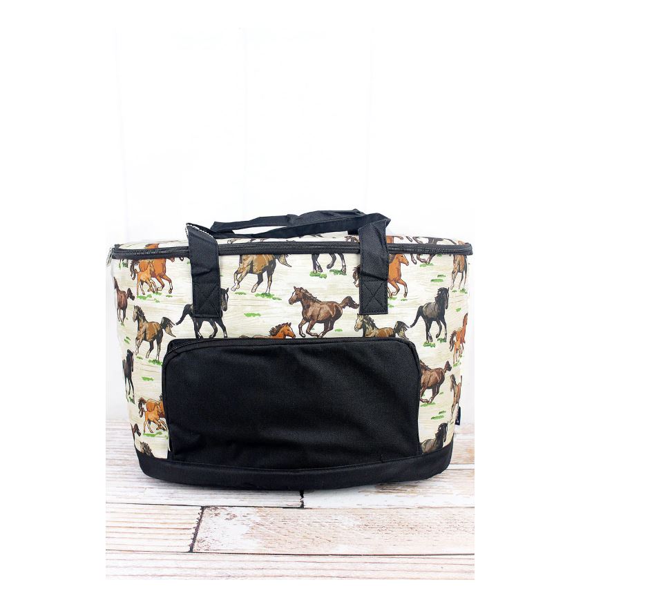 Wild Horses Black Cooler Tote W/ Lid