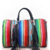 Southwest Serape Faux Leather Fringe Weekender Duffle Bag