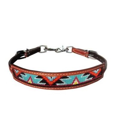 Beaded Aztec Leather Wither Strap